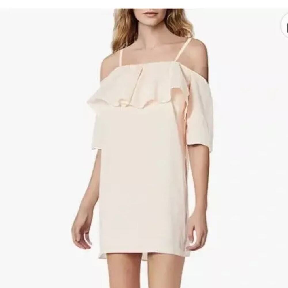 Amanda Uprichard Pink Peach Cold Shoulder Flounce Top Shift Dress Size M NWT